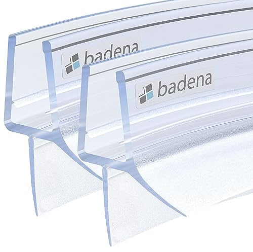 Badena® Duschdichtungen für Duschtüren I Ersatz Dichtung 6mm 8mm Glastür I Duschtürdichtung Wasserabweiser mit Dichtlippe I Dichtung Duschwand Badewanne Duschkabine I Duschabdichtung Gebogen 2x100cm