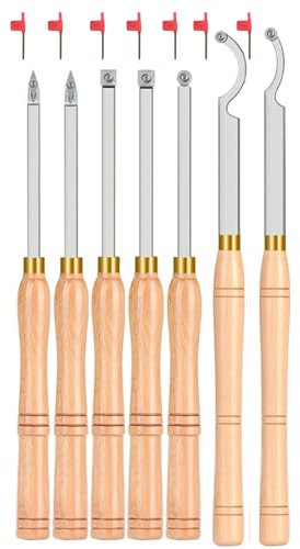 Drechseleisen Set Mit Hartmetall, Drehmeißel Für Holz HSS Drechselwerkzeuge Drehmeissel Profi 7 Teiliges Set Hartmetall Rundkopf Vierkantkopf Diamantkopf Drechselzubehör Vierkantschneider