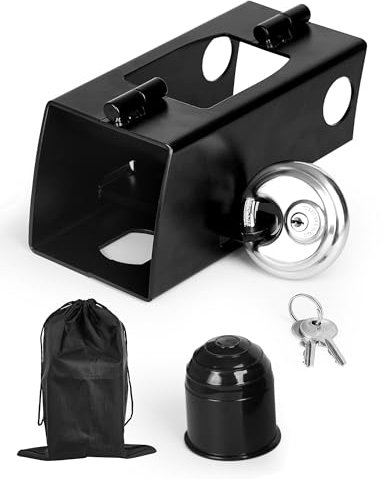 SOSALUK Candado Remolque de Alta Seguridad, Antirrobo Remolque para remolques acoplados y desacoplados, Seguro Caravana con Cepo para Remolque y Protección para Caravanas y Remolques(Negro)
