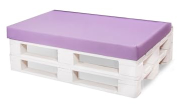 Palettenauflagen, Kissen für Bänke, Bodenkissen groß, Bodenkissen Kinder, Stuhlkissen, Gartenkissen (120_x_80_cm, Hellviolett)