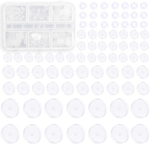 Scettar 120 Stück Gemischte Größe Anti Wildfleisch Piercing Disc, Keloid Disc Transparente Scheibe für Ohrringe Stabilisierende, 6 Größen