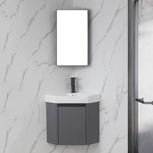 Mobiletto da bagno con mobiletto a specchio e set di lavandini in ceramica, organizer per mobiletto stretto sospeso con stazione lavamani, mobili da parete con rubinetto per bagno, cucina, soggiorno(G