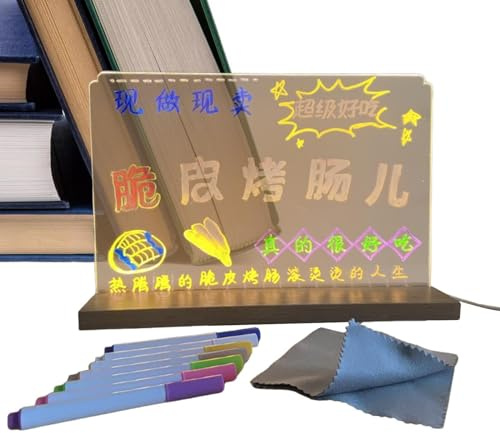 Tableau d'affichage à LED effaçable à sec en acrylique transparent pour magasin, école, espace de travail, café Internet, maison