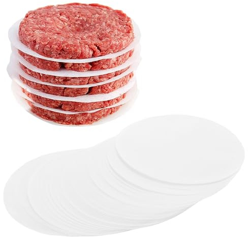 CYEER 1000 Stück Burger Papier 15cm Ø, Rundes Antihaft Burgerpapier für Burgerpresse, Pergamentpapier für Hamburger Patties, Backpapier für Grill, Air Fryer & Einfrieren
