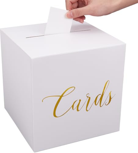 SOFPLATE Kartenbox Party Deko Geschenkbox Kraftpapier Weiß Hochzeitsbox Geschenkkartenbox Mit 10 Karten Für Hochzeitsempfang Geburtstag Abschlussfeier Jahrestag Tombola Geschenk Tischdekoratio