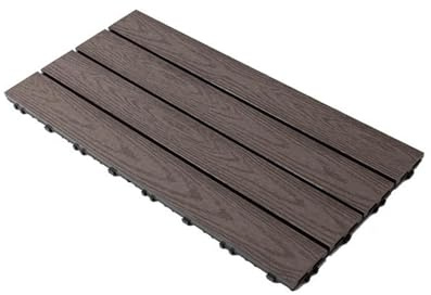 WPC Terrassenfliesen, 30x60cm 6er Set für 1m² Holzoptik Kunststoff Fliesen Klickfliesen Balkonfliesen mit Drainage, für Garten, Terrasse, leicht zu verlegen C1 1pcs
