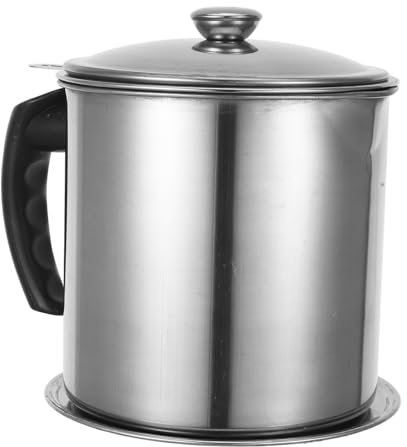 Veemoon Contenitore Per Grasso Lattina Per Olio Da Cucina Con Filtro Maglia Fine Colino Pentola Con e Manico Per Olio Da Frittura