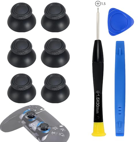AHRLIC Controller Thumbstick Replacement Kit – 6 x Analog Joystick Caps with Repair Tools, Compatible with Playstation 5 Controller, Durable Thumb Grips for Precise Gaming Control