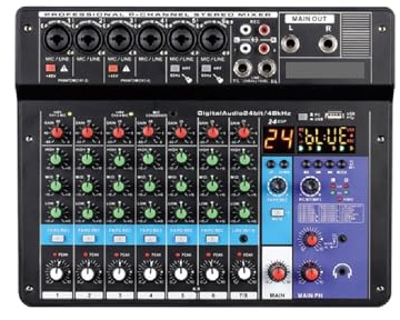 Consola de mezclas profesional de 6 canales con tarjeta de sonido USB, reproducción y grabación, mezclador de for DJ Mesa de sonido de estudio