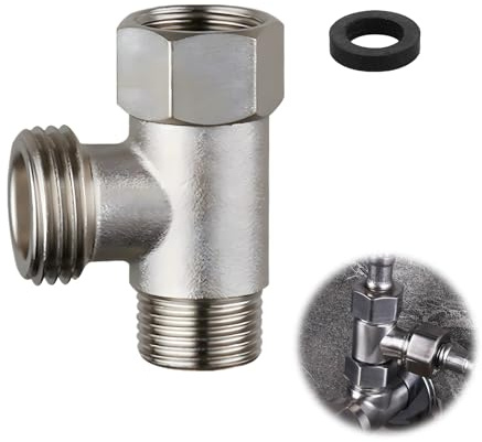 Connecteur en T 3 Voies en laiton nickelé –vanne d’inversion et dérivation pour WC, réservoir de chasse d’eau, douchette, machine à laver –robinet wc 3 voies, étanchéité renforcée, installation rapide