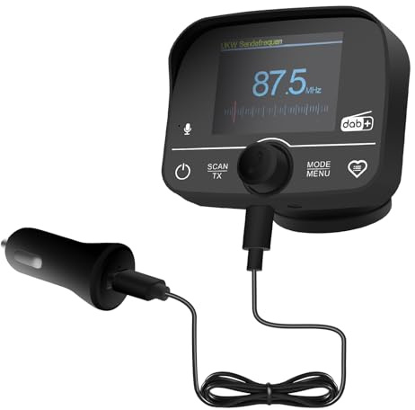 Plug&Play DAB Adapter für Autoradio,DAB Adapter Stereoanlage mit 2,4 LCD-Display,FM-Transmitter+Autoradio Bluetooth Freisprecheinrichtung DAB+Aux In/Out+TF Musikplayer,Schwarz