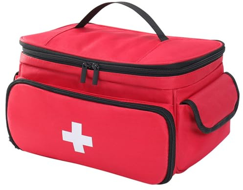 Erste Hilfe Tasche Leer, Tragbar Medikamententasche, Reiseapotheke Tasche | Rot Notfalltasche mit Griff für Camping, Wandern, Reisen, Oxford-Gewebe 28×19×16 CM