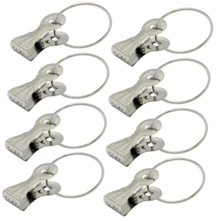 FIXOSHEE 20 Piezas Anillas Cortina de Acero Inoxidable con Clip Resistente para Barras Romanas Uso Doméstico Fáciles de Instalar y Desmontar Plateado
