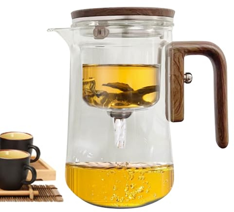 - Con colino da tè – contenitore per infusione, manico in legno ergonomico a prova di temperatura, dispositivo di erogazione a prova di perdite | per ufficio, appartamento, dormitorio, cucina, casa