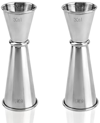 2pcs 2oz & 1oz Doubles Doseur Barman, Acier Inoxydable Verre Doseur à Cocktail Bar Jigger pour la Maison le Barman Fournitures