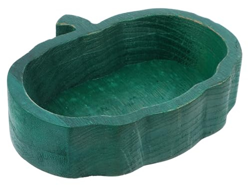 Veemoon Bol en Bois Alimentaire de Citrouille Verte Plateau Décoratif Polyvalent pour Fruits et Desserts Assiette à Dessert Halloween Plateau de Service la Cuisine Pratique et Élégant Bol