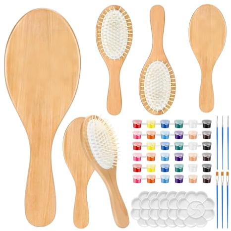 DIY Haarbürsten Bemalen, Mal Sets Für Haarbürsten Aus Holz, Holz Haarkamm Bastelset Für Geburtstage, Partyzubehör Für Feiertage Bastelfans Frauen