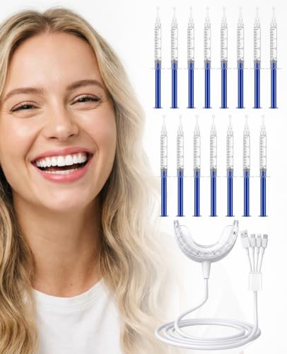Avvchuy Gel Teeth Whitening Kit, 1 Tooth Whitening Led Trays & 15 pcs 3 ml Teeth Whitener Gels