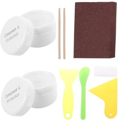 IDEANATEGRATE Kit di Riparazione per Ceramica e Smalto Bianco per Lavello Smaltato e Piastrelle in Fibra di Vetro Particelle di Cristallo e Resina UV per Bagno