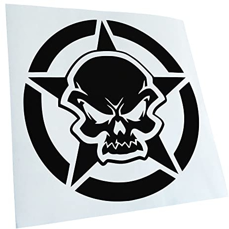Kiwistar - Autoaufkleber - Schwarz - 10x10cm Army Skull Schädel Totenkopf - Heckscheibe Auto Aufkleber wetterfest für Kfz LKW Mofa Truck - Sticker außen selbstklebend Tuning Zubehör für Fenster