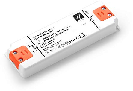 LIGHTEU, LED Trafo Netzteil 30 W, 12 V DC, 2,5 A Konstantspannung für LED Streifen und G4, MR11 und MR16 LED Leuchtmittel