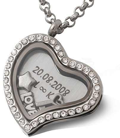Charm-Medaillon - inkl. Gravur - Edelstahl cristal CM4 - mit AMAZON KONFIGURATOR direkt online gestalten !