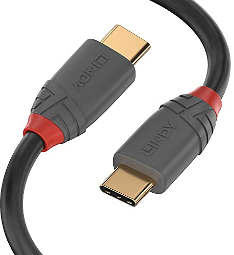LINDY USB 3.2 Type C Cable, 5A PD, Anthra Line Black 1m