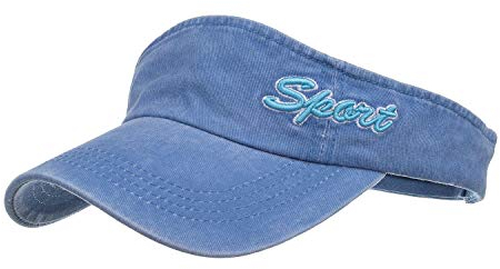 CHENNUO Sonnenblende Sommer Sport Visor Damen Sonnenschild Visor mit Klettverschluss (Blau)