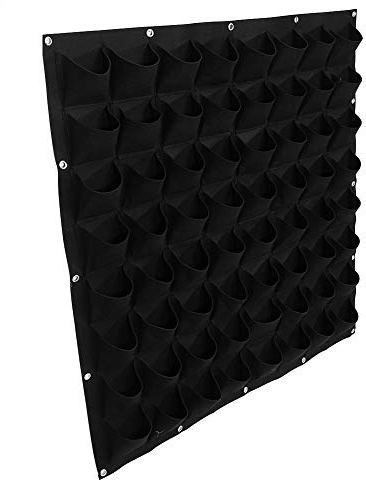 MAGT Pflanzbeutel Wandbehang Gartenpflanzgefäß -64 Taschen Pflanzbeutel Hängende Blumentaschen Für Höfe, Wohnungen, Balkone, Innenhöfe, Schulhöfe, Gemeinschaftsgärten Und Dachgärten (Farbe : Black)