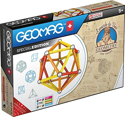 Geomag Sonderedition 783 - Leonardo Magnetische Geometrie - Magnetische Konstruktionen - Leonardo Da Vinci - Lernspielzeug für Kinder - 67-teilige Box