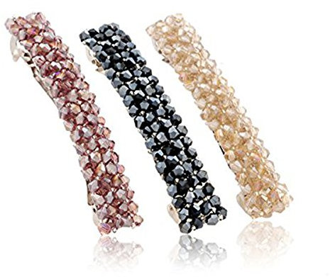 Beaupretty 3pezzi Fermaglio Per Capelli Quattro File Cristalli Trasparenti Accessori Per Capelli Per Donne e Ragazze Strass Di Cristallo