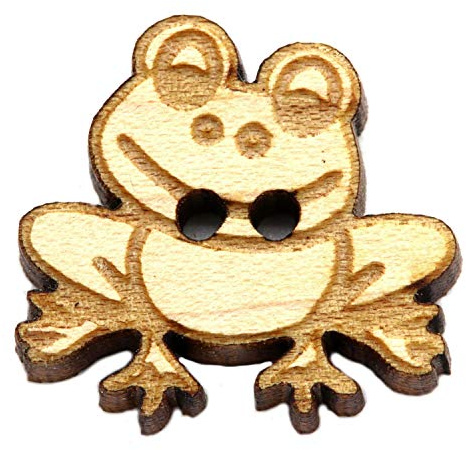 NaturSchatulle Holzknöpfe Motiv Frosch | 5 Stück Ahorn 2 Loch Knöpfe Holz DIY Basteln Nähen Schmuckherstellung Annähen Kinderknöpfe