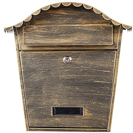 XBSLJ Cassetta Postale Cassetta delle Lettere Cassetta delle Lettere Grande Cassetta delle Lettere con Serratura Posta a Parete Esterna + Chiavi 2 (Oro Antico o Bronzo) (Colore: Oro Antico)