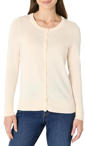 Amazon Essentials Women's Lightweight Crewneck Button-Down Cardigan Sweater (Available in Plus Size), Pale Peach, XX-Large