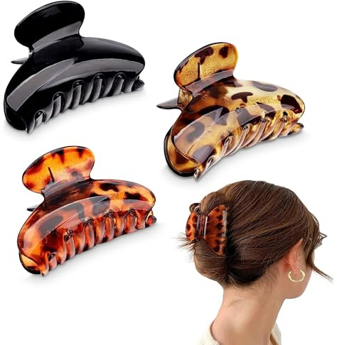 3 Pcs Hair Jaw Clips, 7cm x 4cm/2.8inch x 1.6inch Medium Acrylic Hair Claw Clips for Girls and Women