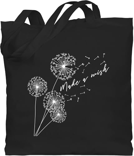 Shirtracer - Baumwolltasche - Sprüche Statement - Pusteblume Make a wish Weiß