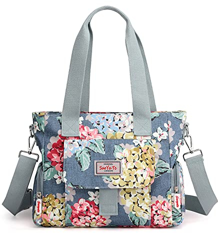 FORRICA Handtaschen Damen Shopper Umhängetasche Modemuster Groß Schultertasche Frauen Wasserdicht Handtaschen mit Mehreren Taschen Blume F