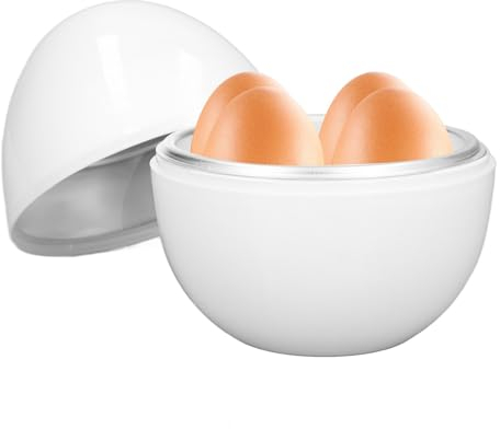 BuyWeek Eierkocher für 4 Eier, Eier Kocher Kapazität für 4 Eier, Mikrowellen Eierkocher Kompaktes Design Eierform Eiermacher