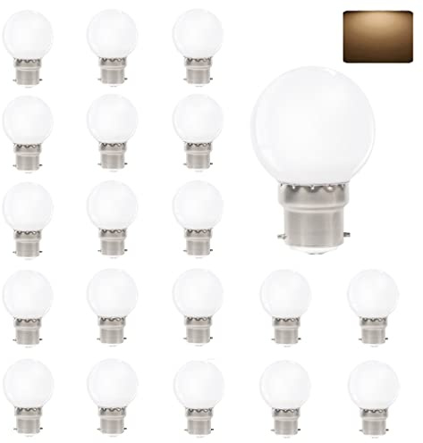 VIRANSHEN 20 Pezzi Lampadine LED B22 Luce Calda, 3W equivalenti a 30W, 240Lm, Consumo Basso, Risparmio Energetico, Lampada B22 per Luci d'atmosfera Casa Patio Esterno Decorazione Feste Matrimoni