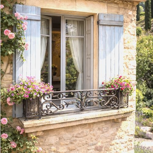 Déco fer Forgé- APPUI DE FENETRE- ADESTOCK002- Grille Protection à Sceller 1040 mm x 490 mm-Porte Balcon Fenetres-Garde Corps Carré diam 12 mm-Style Haussmannien Interieur Exterieur Utilisation Facile