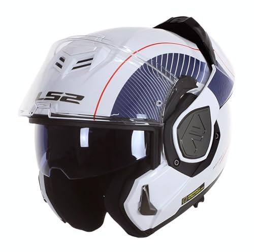 LS2, Modularer Motorradhelm ADVANT Cooper White Blue, XXL