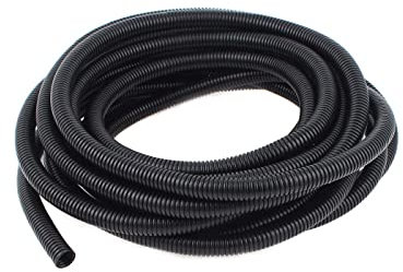Uotyle Flexible Conduit 5M Corrugated Plastic Tube PP Pond Hose Black Conduit Pipe Non-Split Flame Retardant Bellow for Cable Wire Protection (OD25mm x ID20mm)
