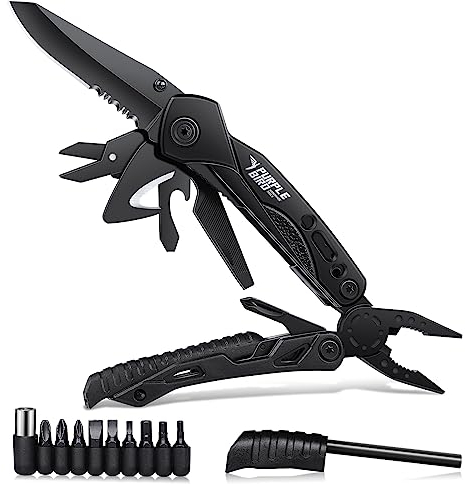 PURPLEBIRD Multitool Werkzeug 16 in 1 Survival Faltbares Gadgets mit Taschenmesser und 9 Bits Multifunktionstool Zange, Geschenke für Männer Outdoor Camping Reparieren Multitools