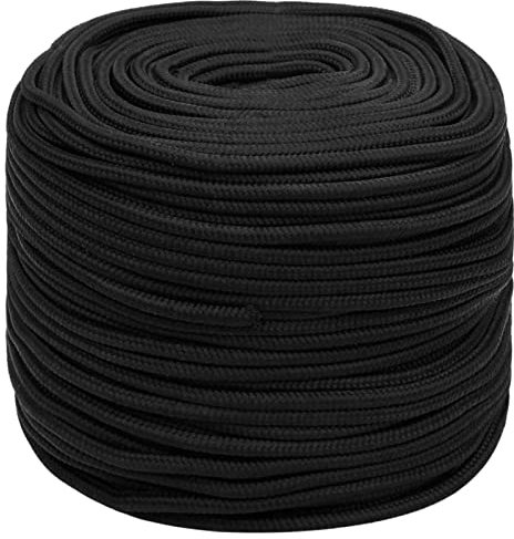 Tidyard Bootsseil Seil Schwarz 8 mm 25 m Polypropylen Ankerleine Festmacher Tauwerk Seil Outdoorseil Polypropylenseil für Einsatz auf Segelbooten, Booten oder Yachten