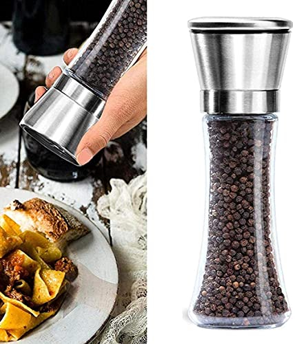 TONZN Pepper Powder Chili Thin Chili Mill Chili Mill Kitchen Salt and Pepper Mill 6 Oz Stainless Steel Mill R_Silber-Money Salt Mill Salt and Pepper Mills (Money)