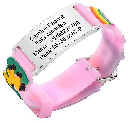 Notfallarmband SOS Armband Kinder Telefonnummer - Wasserfest Silikon Anti Verloren Kinder Namenarmband Identifikationsarmband Kinderarmband Personalisiertes Medizinisches ID Armband für Mädchen Jungen