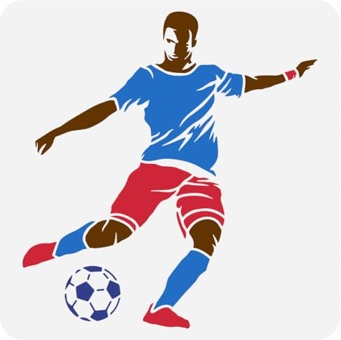 FINGERINSPIRE Fußballspieler Malschablone 30x30 cm Wiederverwendbare Fußball Sport Vorlage Fußball Sportler Schablone Sportthema Schablone Zum Malen Auf Holz Wand Stoff Möbeln