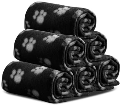 PETCUTE 6 Stück Hundedecke,Weiche Warme Fleece Haustierdecke für Kleine Mittlere Hunde Katzen,Waschbar und Flauschig Hundedecke für Unterwegs,Schlafmatte für Sofa Bett,Pfote Muster(140 * 100cm)