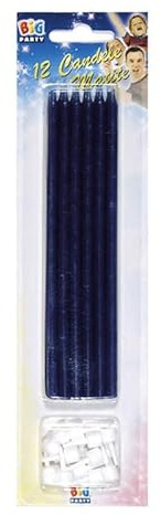 12 Candele BLU Mezzo Stelo Matita - candeline in cera per torte e dolci H15cm