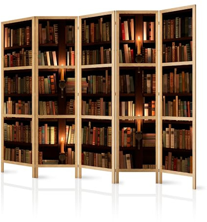 murando - Paravent Raumteiler Holz Abstrakt, 225x172 cm, 5-teilig, modern | Mobiler Sichtschutz, sofort einsatzbereit, Holzrahmen, ideal fürs Wohnzimmer oder Büro, geruchsneutral, lichtbeständig